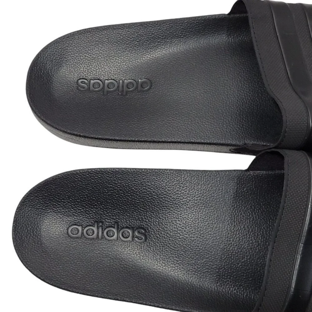 Adidas Adilette Slides Mens Size 18 Black 3 Stripe Shoes Sandals Beach Water NEW